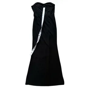 Bella Barnett NWT Flower Appliqué Maxi Dress Large Black Strapless Stretch Slit thumbnail 11