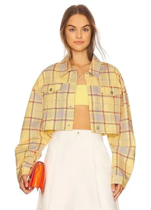 WeWoreWhat Cropped‎ Plaid Denim Jacket Size XS/S Streetwear Y2K Light Academia thumbnail 1
