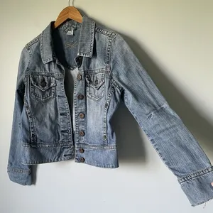 Vintage Silver Jeans Denim Jacket Coat y2k 2000's Blue Cotton Women's Small thumbnail 3