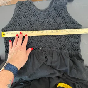 Aerie XL Maxi Dress Black Crochet Bodice Sleeveless Boho Summer Pocketed Resort thumbnail 16
