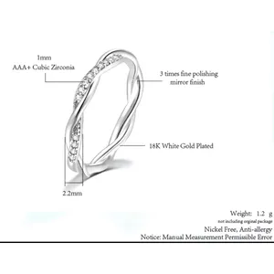 14k‎ Gold Plated S925 Simulated Diamond Eternity Twist Band Ring Size 6.5 thumbnail 10