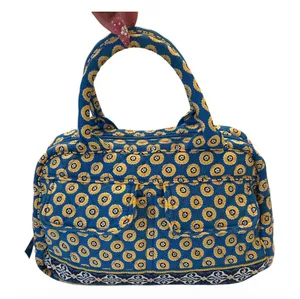 Vera Bradley Vintage Riviera Blue and Yellow Floral-Print Top-Handle Cargo Tote thumbnail 1