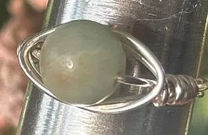 Handmade 💍 Handcrafted amazonite silver tone copper wire wrapped crystal ring size 7 thumbnail 1