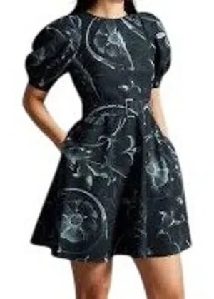 TED BAKER Saaraih Floral Print Puff Sleeve Dress‎ Belted Mini Dress EUC Size 6 thumbnail 1
