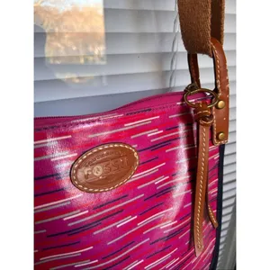 Fossil Keyper Crossbody Bag Fuchsia and Berry Striped Pattern Canvas thumbnail 10