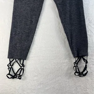 Beyond Yoga S Small‎ Space-Dye Strappy Hem Ballet Leggings Black Steel SM15AW thumbnail 4