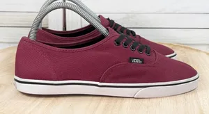 Van Authentic Canvas Low Top Lace Up Sneakers Burgundy Red 7.5 Women‎ 6 Men thumbnail 1