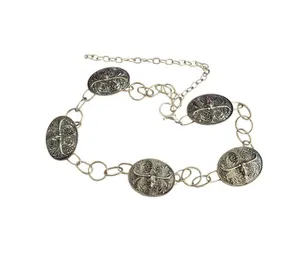 Vintage Western Silver Tone Belt Ornate Longhorn Buckles Conchos Adj Chain 42" thumbnail 1