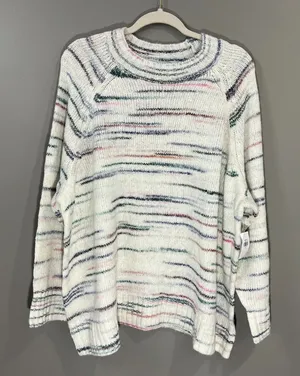 OLD NAVY Long Sleeve Pullover Sweater White Striped Women's Sz 3X NWT thumbnail 1