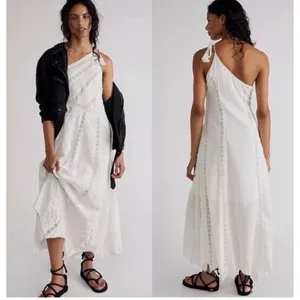 NWOT Free People White Bella One Shoulder Maxi Dress Boho - Size S‎ thumbnail 4