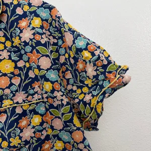 Crafted by Mahogany Pajamas Womens XL Blue Floral Print Cotton Short Sleeve Set thumbnail 6