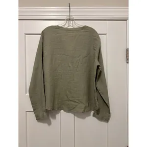 Isaac Mizrahi Women’s Large Linen Button Down Long Sleeve Casual Shirt Green thumbnail 5