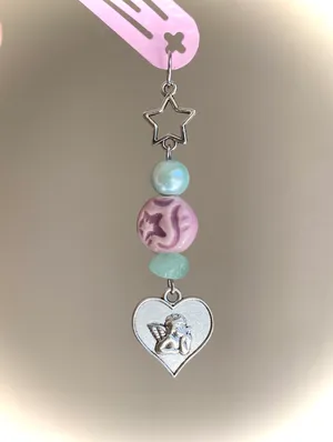 Handmade cherub/angel!& star unique dangle pink hair clip⭐️👼💕 thumbnail 2