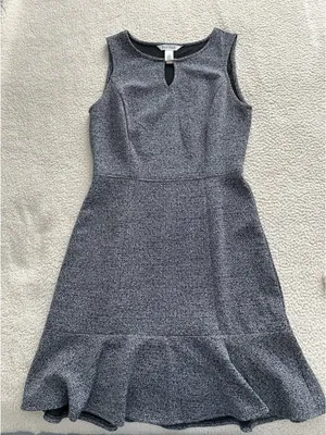 White House Black Market Sleeveless Round Neck Ruffle Hem Shift Black Size 4 thumbnail 4