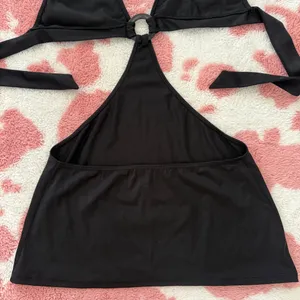Sultry Black Cut-Out Halter Top / Mini Dress w Ring Detail 🔥 Y2K | Beach Club | Festival | Coachella | XS - Small New!! thumbnail 6