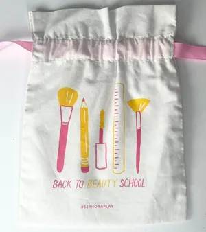Sephora Back to Beauty School Drawstring Cloth MakeUp Delicates Travel Bag New thumbnail 1