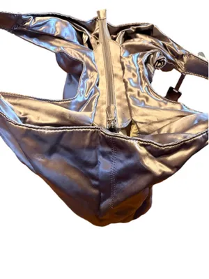 Libby Edelman 2017 Silk Blend Hobo Metallic Rose Shoulder Bag in Silver NEW thumbnail 4
