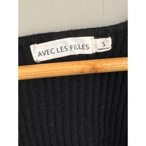 Avec Les Filles Black Ribbed Knit Sweetheart‎ Neck Tank Top Small thumbnail 4