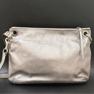 COACH 18996 Poppy Metallic Silver Leather Hippie Shoulder Crossbody Bag thumbnail 2