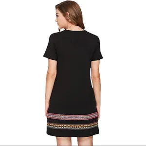 Boho Mini Dress Embroidered Hem Size S thumbnail 3