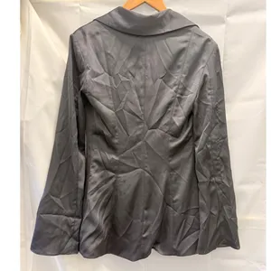 House of CB Alisa Charcoal Satin Blouse XS Chic‎ Gala Romantic Feminine Vacation thumbnail 6