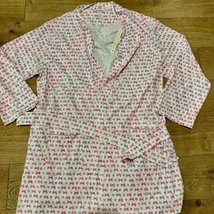 NWT Loveshackfancy × Roller Rabbit Disco Bow Blake Robe Limited Edition Sz M/L thumbnail 1