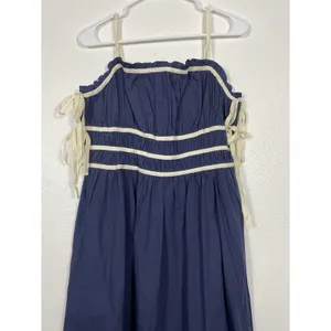 Women's Blue Sleeveless Dress Size L 100% Cotton thumbnail 4