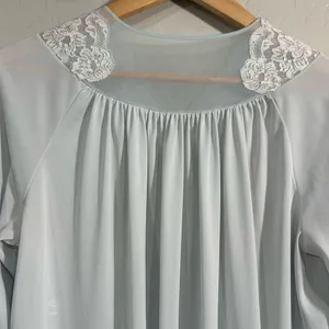 Vintage Shadowline Baby Blue Lace Trim Nylon Robe Small Long Grannycore Lingerie thumbnail 11