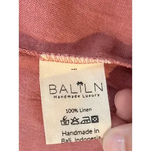 BALILN Dusty Pink Linen Maxi Dress Smocked Long Puff Sleeve Tiered Boho XL thumbnail 3