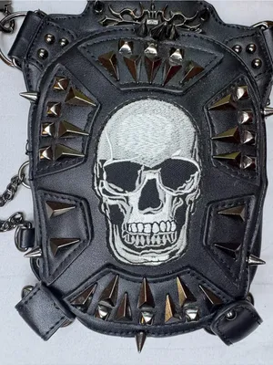 Steel Master Skull Studded Gothic Steampunk Crossbody Hip Holster Bag thumbnail 4