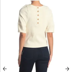 🎀 3/$20 Madewell women’s XXS textured‎ jacquard button back cream top thumbnail 10