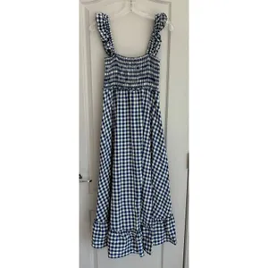 Max Studio London Blue Gingham‎ Smocked Cottagecore Midi Dress NWT M thumbnail 5