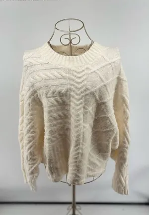 Abercrombie & Fitch Cable Knit Crewneck Sweater S/M Cream Chunky Knit thumbnail 1