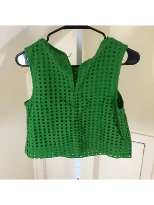 Kate Spade X Target NWT Green Boxy Eyelet Crop Top Size XS Broken Button Loop thumbnail 11