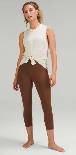Lululemon Modal-Silk Blend Tie-Front Yoga Tank Top Natural Ivory (Size 4) thumbnail 1