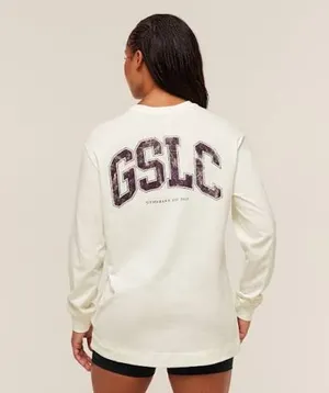 Gymshark White GSLC Graphic Oversized Long Sleeve T-Shirt Women's Size XS thumbnail 2