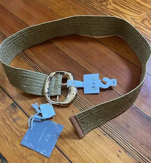 Haute Hippie Olive Woven Stretch Belt with Gold Buckle thumbnail 1
