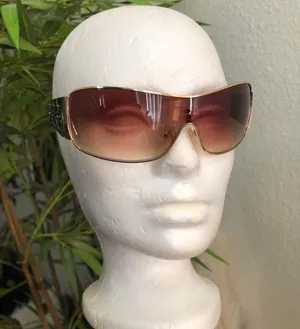 2000s Y2K Baddie Black Brown ombre gold tiny vintage statement piece sunglasses rhinestone details thumbnail 2