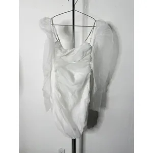 The Bar Twist Front Mesh Mini Dress White Rhinestone Straps Cutout 2 thumbnail 5