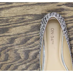 On 34th Womens Millee Embellished Bow Pointed-Toe Flats Silver Tweed Gray 5.5M thumbnail 7