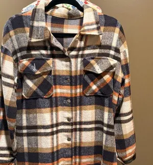 Flannel Shacket Orange Size M thumbnail 1