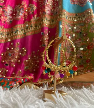 Golden Hoop Earrings Gold thumbnail 3