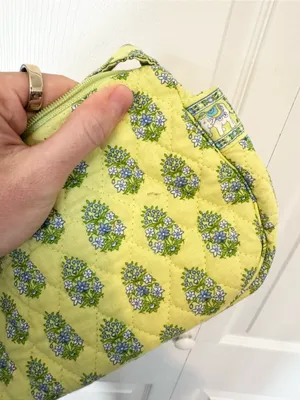 Vintage Vera Bradley Green Blue Floral Elephant Quilted Shoulder Bag USA thumbnail 11