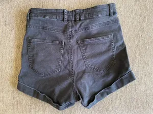 H&M High Rise Black Denim Shorts thumbnail 2