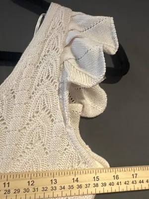 Freshman 1996 Womens Small Crochet Knit Midi Dress Cream Boho Coquette Y2K thumbnail 7
