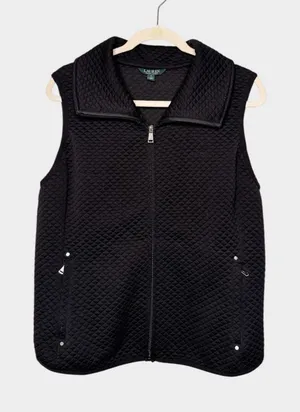 Lauren Ralph Lauren Black Quilted Full Zip Vest XL thumbnail 1