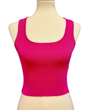 Forever 21 Pink Crop Tank Top S Ribbed Y2K Barbiecore Racerback School College thumbnail 1