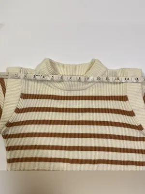 PrettyGarden Cream Sweater Tan Stripes size S thumbnail 8