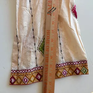 Almirah Lawn Pret Suit Women Small Off-White Cotton Tribal Print‎ Tassel Kurti thumbnail 10