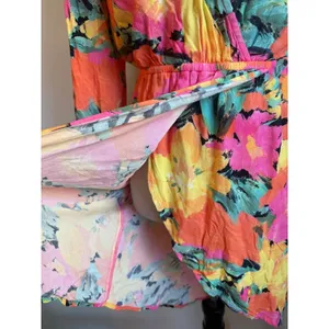 Jens Pirate Booty Floral ambrosia Mini Dress Pink Yellow Orange Small boho‎ Y2K thumbnail 7